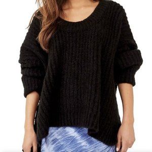 NWT Free People 'Blue Bell' Pullover Oversized Sweater Black Size Small RUNS XL